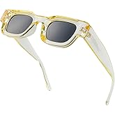 EYLRIM Thick Square Frame Sunglasses for Women Men Chunky Rectangle Polarized Sunglasses UV400 Protection