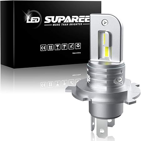Amazon Suparee H4 H19兼用 Ledヘッドライト バイク 原付用 Hi Lo切替 車検対応 ファンレス ノイズキャンセラー内蔵 w 6500k ホワイト 一体型 Ledバルブ 1個入り 3年保証 Ledバルブ 車 バイク
