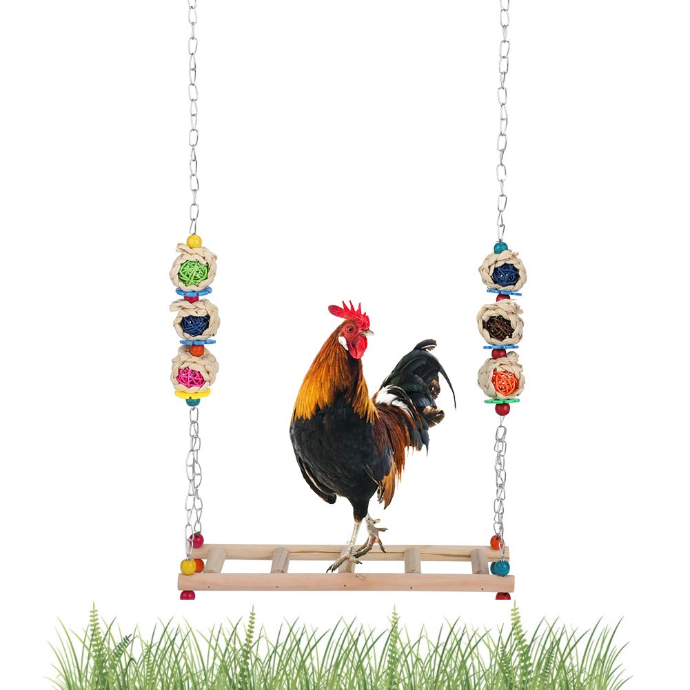 Wooden Pet Chicken Hanging Swing Toy Bird Parrot Chicken Climbing Stand Ladder Training Toys Chicken Wood Stand Chicken Toy for Hens