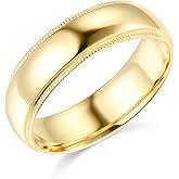 14k White or Yellow Gold 6mm Comfort FIT Plain Milgrain Wedding Band
