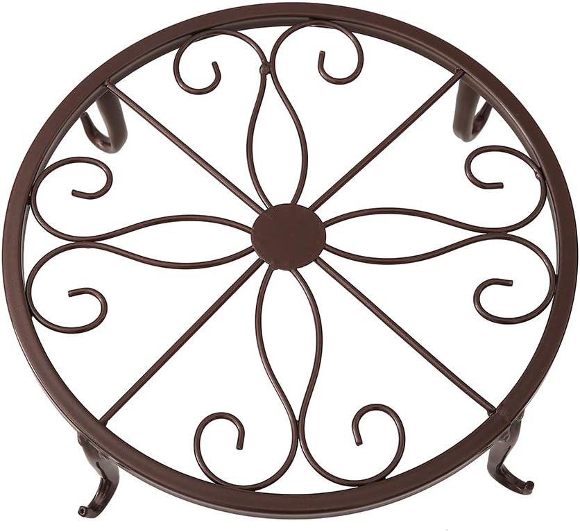 TYZ Metal Potted Plant Stand Floor Flower Pot Holder Decorative Pot Trivet Set of 3 (Brown) : Garden & Outdoor