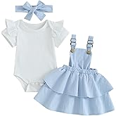 Mubineo Baby Girl Summer Clothes Cute Outfits Short Sleeve Romper Overall Skirt Dress Headband 3PCS Newborn Outfit