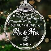 Our First Christmas as Mr. & Mrs. Married Ornaments 2025, Unique Wedding Gifts for Couples 2025, 1st Christmas as MrMrs Wedding Ornament, Bridal Shower Gift for Newlywed