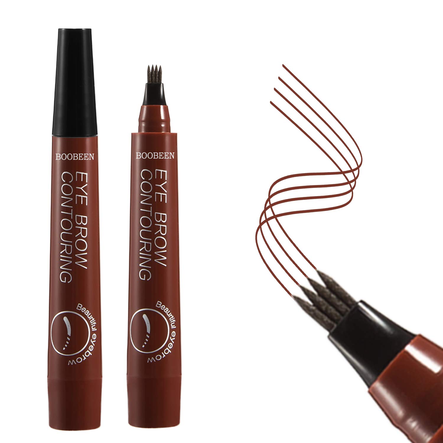 Boobeen Waterproof Eyebrow Pen - Eyebrow Pencil with a Micro-Fork Tip Applicator - Creates Natural Looking Brows Makeup Effortlessly