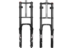 ZTZ 20 * 4.0 inch Fat Tire Oil Spring Suspension Fork - 180mm Travel, 135mm Spacing Hub, 9mm QR, Double Crown Shock Front Fork, Fit for Fat Snow Beach Ebikes