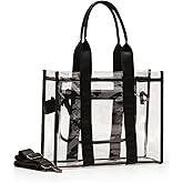 Blustrio Clear Bag for Stadium Events Large Clear Tote Lunch Bag with Strap for Work, Concert, Sports, Beach