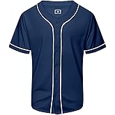 SHIJIXING Blank Plain Baseball Jersey Shirt, Short Sleeve Button Down Shirts, Hip Hop Sports Uniform for Men and Women Adult