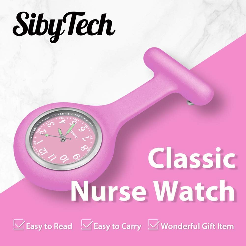 SibyTech Nurse Watch Brooch, Silicone with Pin/Clip, Glow in Dark Design - Image 3