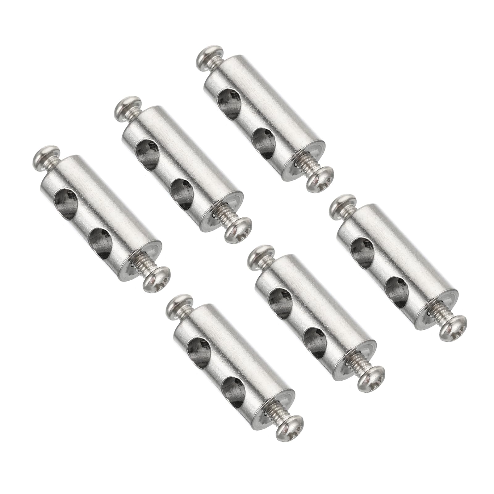 PATIKIL 25x11mm Wire Rope Clips Set, 6 Pcs 6mm Hole Steel Double Holes Lock Cable Clamps Clip with M4x0.7 Phillips Screws for Cable DIY Fittings, Silver