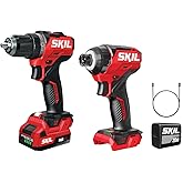 SKIL PWR CORE 12V Brushless 1/2 In. Compact Variable Speed Drill Driver & 1/4 In. Hex Compact 3-Speed Impact Driver Kit, Includes 2.0Ah Battery and 20W USB-C Charger - CB8429A-11