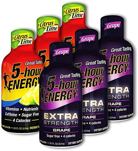 5 Hour Energy, 6 Citrus Lime + 6 Extra Strength Grape 12 Count