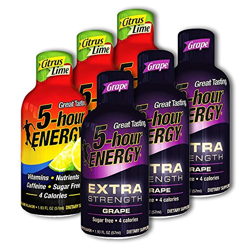 5 Hour Energy, 6 Citrus Lime + 6 Extra Strength Grape 12 Count
