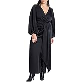 ELOQUII Women's Plus Size Satin Sleeve Pleated Dress