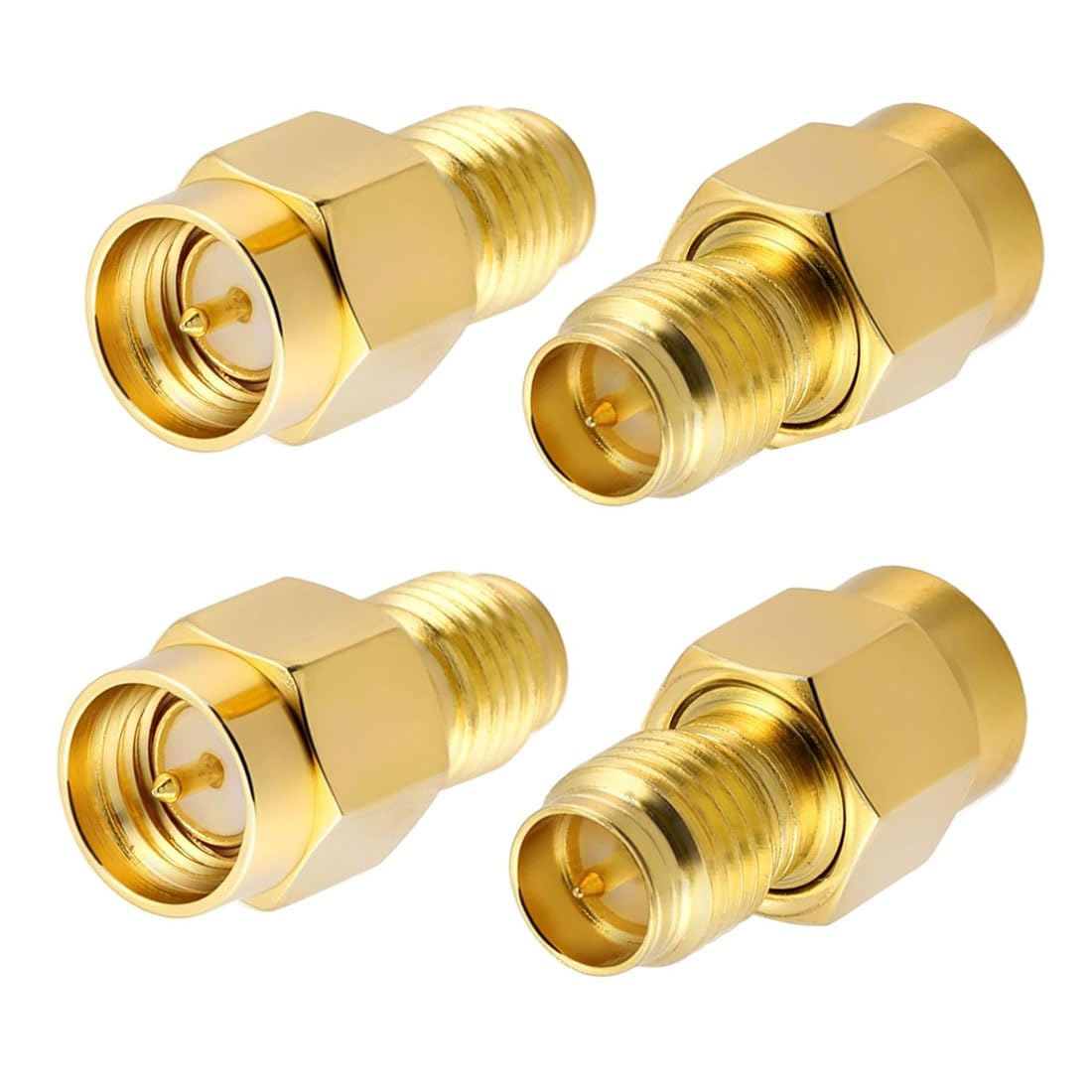(4Pack) SMA Adapter SMA Male to RP SMA Female Jack Connector for RF Coax Cable Wi-Fi Antenna/Signal Booster/Repeaters/Radio/Extension Cable/FPV Drone