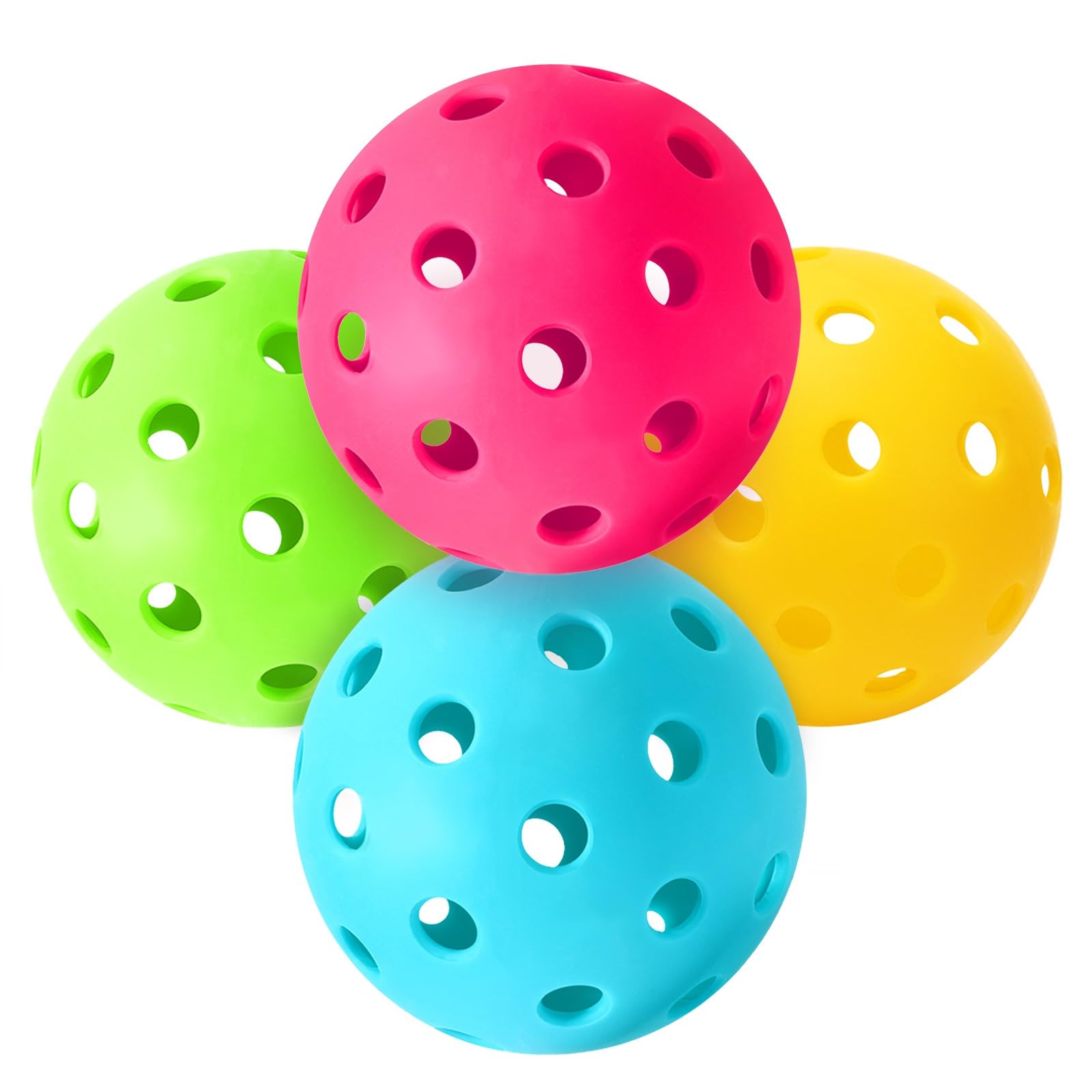 JULMELON Pickleball Balls, 4 Packs Outdoor Pickleball Balls 40 Holes Pickleballs for Sport Outdoor Play Elasticity and Durable Pickleballs for USAPA Approved Ideal for Beginners and Professional