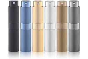 Lulupack Travel Perfume Bottle Refillable - Cologne Spray Atomizer Mini - Small Travel Size Empty Sprayer for Refill Sample Container - Portable Fragrance Decant Dispenser for Women Men 8ml 6PCS Brown