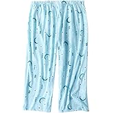 PNAEONG Women's Capri Pajama Pants Lounge Causal Bottoms Fun Print Sleep Pants SK001-Blue Moon-M