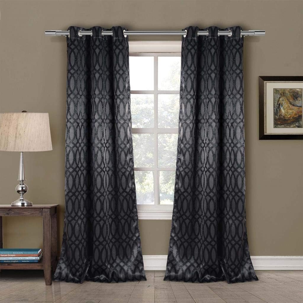 Duck River Textile TaylaD Geometric Insulated Blackout Room Darkening Window Curtain Set of 2 Panels, 36 X 842 Inch, Black
