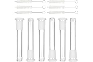 BZEZNF 120mm/4.72in Length Downstem Glass Tube with 6 Cleaning Brushes, 14mm ID Crystal Clear Borosilicate Glass Tube for Lab