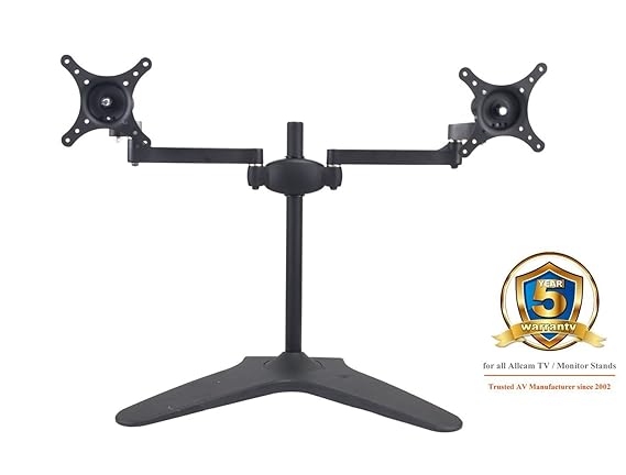 Allcam AMS05 dualer LED/LCD-Monitorständer für 2 Bildschirme mit schwerer Grundplatte für Monitore von 17 bis 24 Zoll (43,2 b