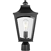 ML Lighting 10941-PBK Curry 1-Light Outdoor Post Lantern in Powder Coated Black Finish