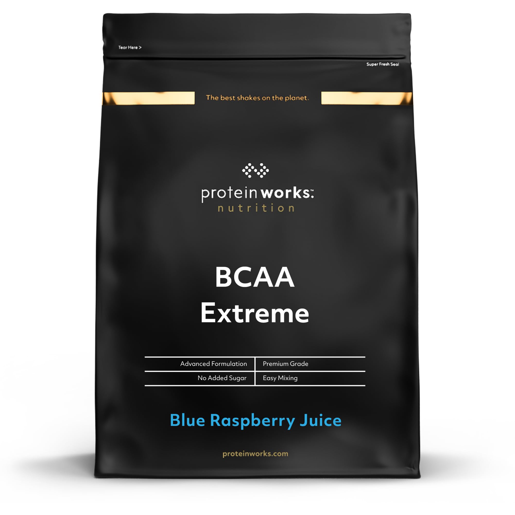 Protein Works - BCAA Extreme, 6000mg BCAAs per Serving, Intense Workout & Energy Drink Powder, Optimal BCAA 4:1:2 Ratio + Magnesium, Calcium, Vitamin C, Blue Raspberry Juice, 55 Servings, 500g