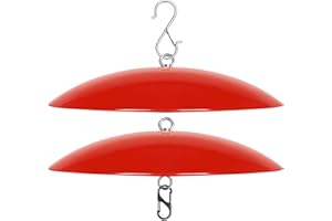 ANDERGI 13" Hummingbird Feeder Dome Guard,Bird Feeder Rain Cover,Dome Weather Proof for Bird Feeders Pole, (Bright Red), 2Pack