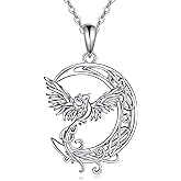 YAFEINI Phoenix Necklace Sterling Silver Abalone shell Phoenix Crescent Moon Pendant Necklace Jewelry Gifts For Women Mom