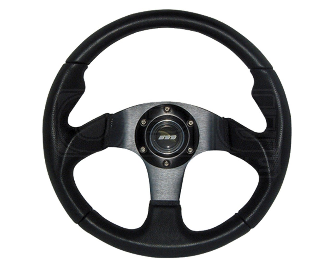 Mountney M30M311B M Range Steering Wheel ,With Black Anodised Center, 3 Spoke in Black Leather ,300mm in Size