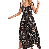 CORAMOON Womens Summer Dresses Sleeveless Casual Sundress with Tie Straps Women's Maxi Beach Dress Vacation Outfits for Woman