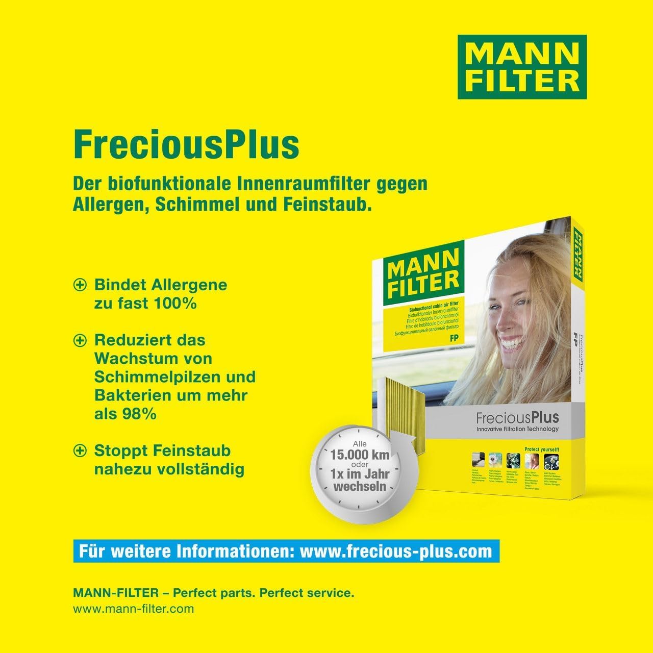 MANN-FILTER FP 26 009 Innenraumfilter/Kabinenluftfilter - FreciousPlus Biofunktionaler Pollenfilter - für Pkw + Transporter 5