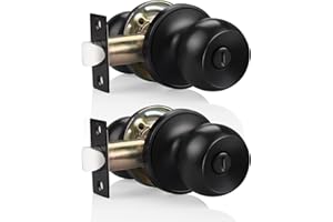 Probrico Matte Black Ball Privacy Interior Door Knobs Bed/Bath Door Locks Keyless Door Handles Stainless Steel Locksets for B