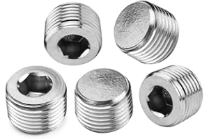 Metalwork 304 Stainless Steel Pipe Fitting, Hex Countersunk Plug, 1/8" NPT Male (Pack of 5)