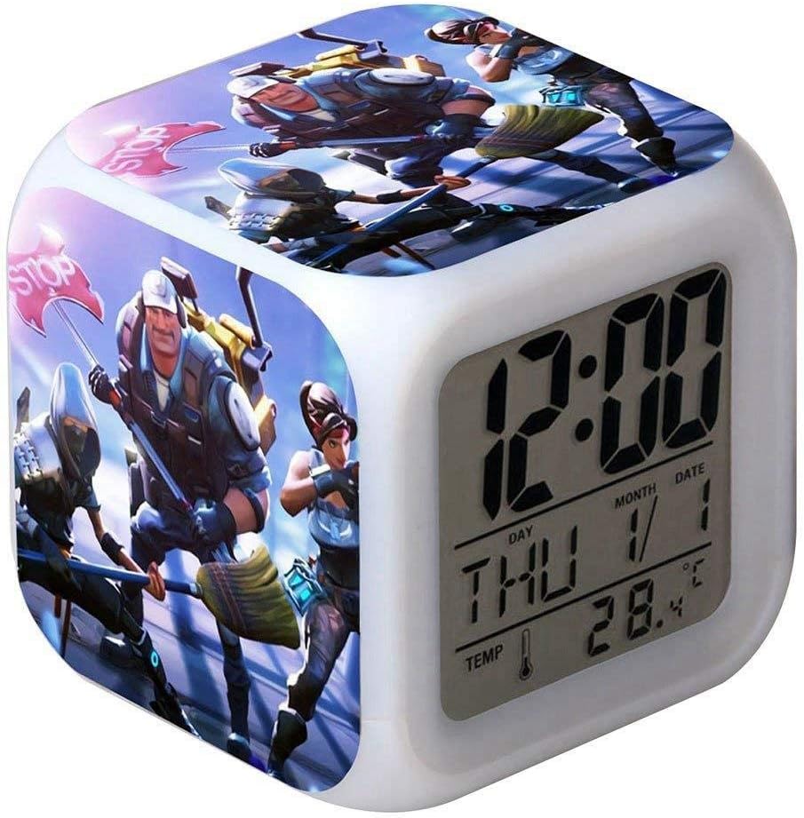 Yeitur Smart 7 Colors LED Changing Digital Alarm Clock with Touch Light Desk Thermometer Night Glowing Cube LCD Clock, Home Decor Best Gift for Children Birthday, Christmas or Festivals (004)