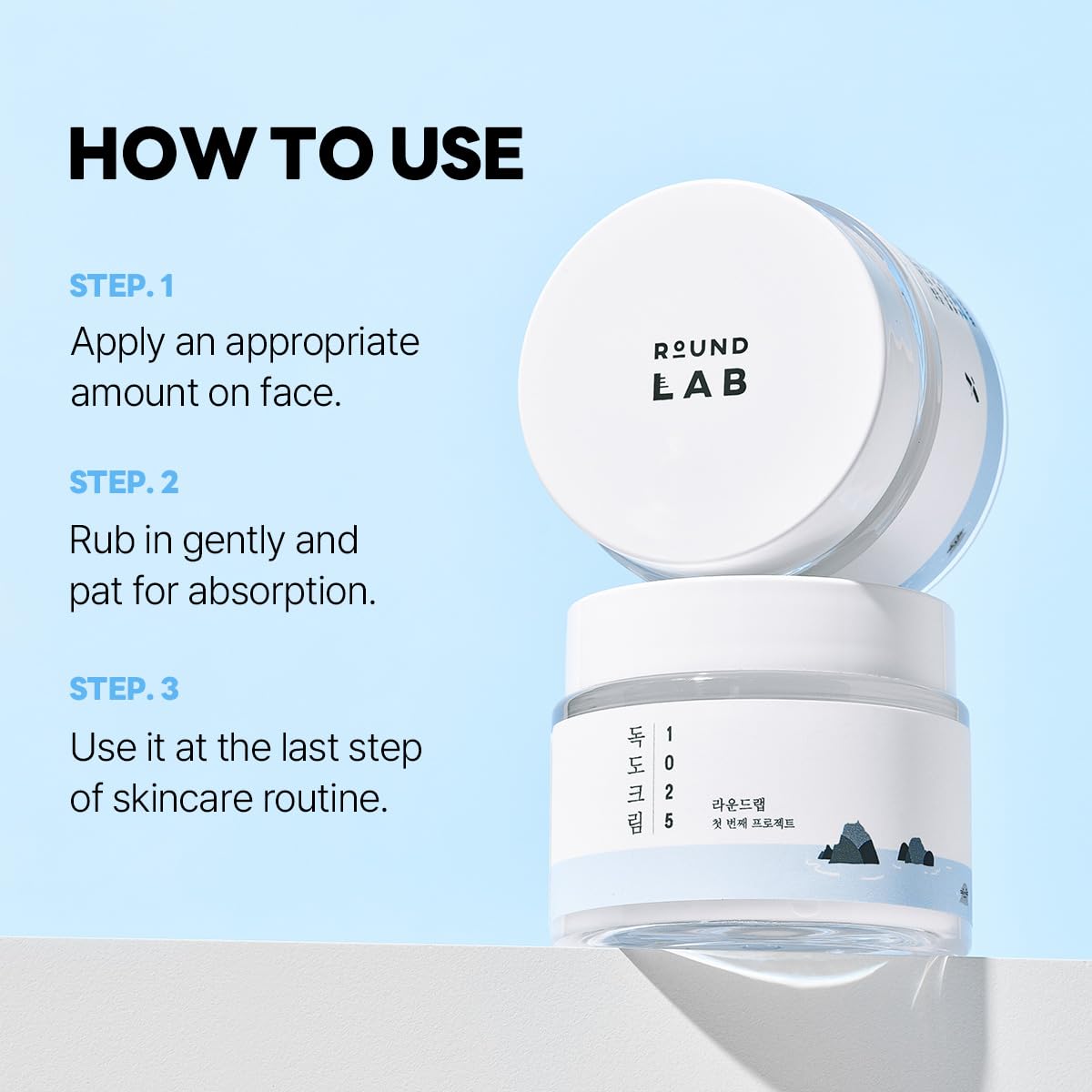 ROUND LAB 1025 Dokdo Cream 2.71 Fl Oz, 48-Hour Deep Hydrating Face Moisturizer for Acne-Prone, Redness and Sensitive Skin with Ceramide, Skin Barrier Repair Face Cream, No Fragrance, Korean Skin Care