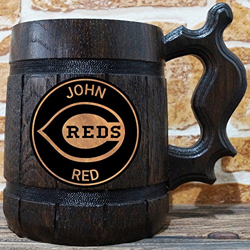 Cincinnati Reds Beer Mug, Baseball Wooden Beer Stein, Sport Gift, Personalized Beer Stein, Cincinnati Reds Tankard, Custom Gift for Men, Gift for Him