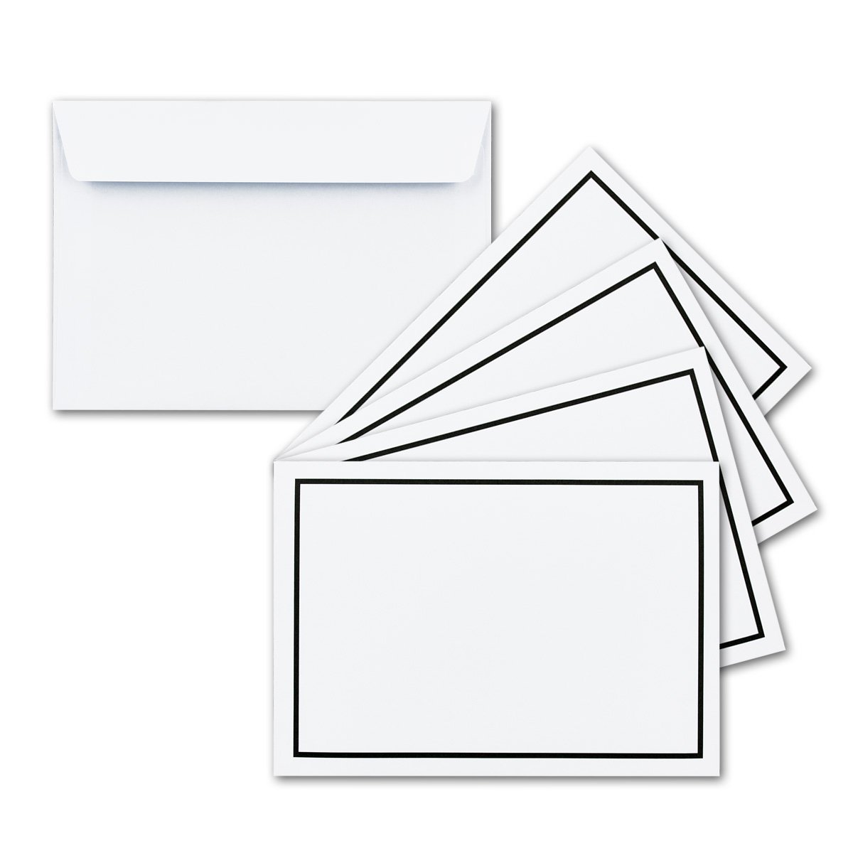 NEUSER PAPIER Mourning Envelope, C6, 50 count, Self-Adhesive, White, Black Mourning Frame