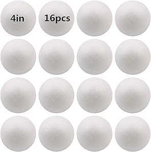 4 inch 16pack Foam Ball White Polystyrene Smooth Round Ball, for Arts and Crafts Supplies, School Project, Weddings, Christmas, Home Decoration and Various Gathering