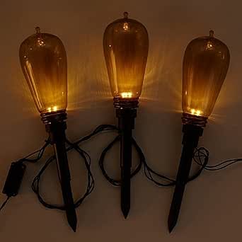 Gemmy Lightshow Halloween 3 Light Bulb Pathway Stakes with short