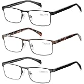EYECEDAR 3 Pack Blue Light Blocking Reading Glasses for Men, Adjustable Spring Hinges Anti Eyestrain/Glare Computer Eyeglasses, Readers for Men 1.50