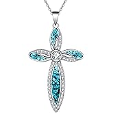 ONEFINITY Religious Cross Pendant Necklace Sterling Silver Origami Cross Pendant Gifts for Women Men Jewelry