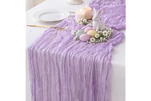 Sioloc 1 Pack Lilac Purple Lavender Cheesecloth Table Runner Spring Decor 10ft Boho Gauze Cheese Cloth Runner for Easter Tea 