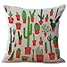 Set of 4 Throw Pillow Covers, YIFAN Tropical Cactus Plants Pattern Polyester Ramie Square Pillow Cover Decorative Cushion Case Pillowcase Home Decor 17.717.7 Inch