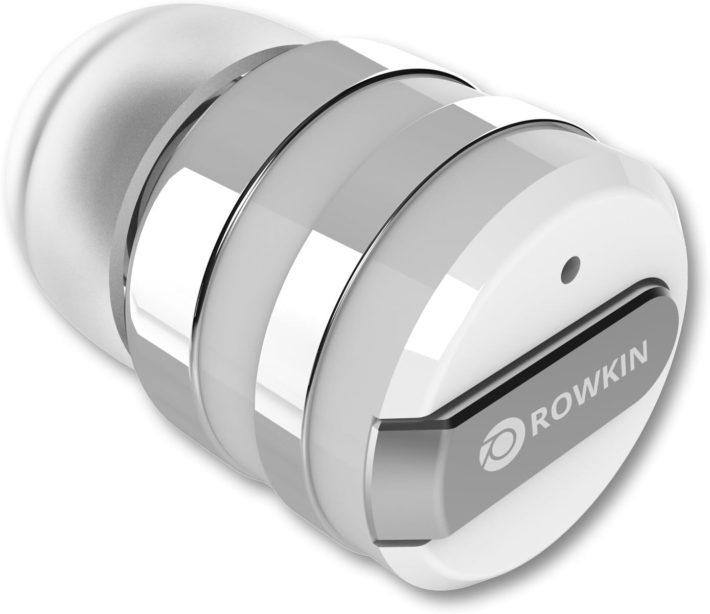Wireless Headphone, Rowkin Mini Bluetooth 4.1 Sport In-Ear Earbud Headset with Noise Cancelling Mic and Portable Charging Case. Smallest Cordless Hand-free Earphone for Music and Calls (Silver)