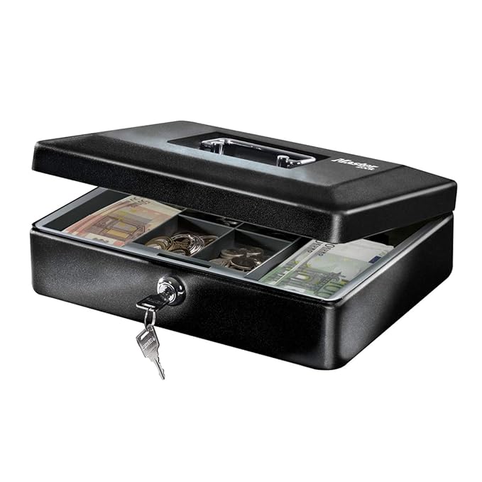 Master Lock Cash Box, Locking Cash Box With Money Tray for Coins