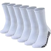 GAXIDES Athletic Hiking Socks for Mens and Womens Arch Support Compression With Cushion Moisture Wicking Crew Socks 3 Pairs