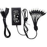TIGERSECU Security Camera Power Adapter with 9-Way Power Splitter, 12V 5A 100V-240V 2.1x5.5mm Power Supply, Compatible with Lorex, Samsung, Q-See, Night Owl, Swann, Annke IP and BNC Cameras