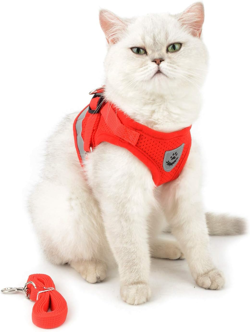 SMALLLEE_LUCKY_STORE Soft Mesh Refective Cat Harness and Lead Set Escape Proof Adjustable No Pull Choke Safe Walking Jacket for Small Dogs Puppy Kitten,Red Medium - Image 5