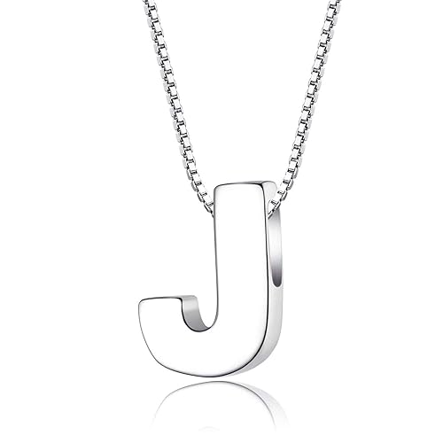 Sterling Silver Necklace Mens J Necklace CANDYFANCY J Initial