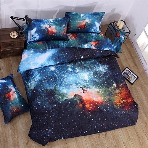 DGXSG Paisley 3D Galaxy Print Bedding Set Ultra Soft 4PCS Duvet Cover Sets, 3D Oil Print Galaxy Space Bedding Sets 1 Pillowcases #6 Single Pillow